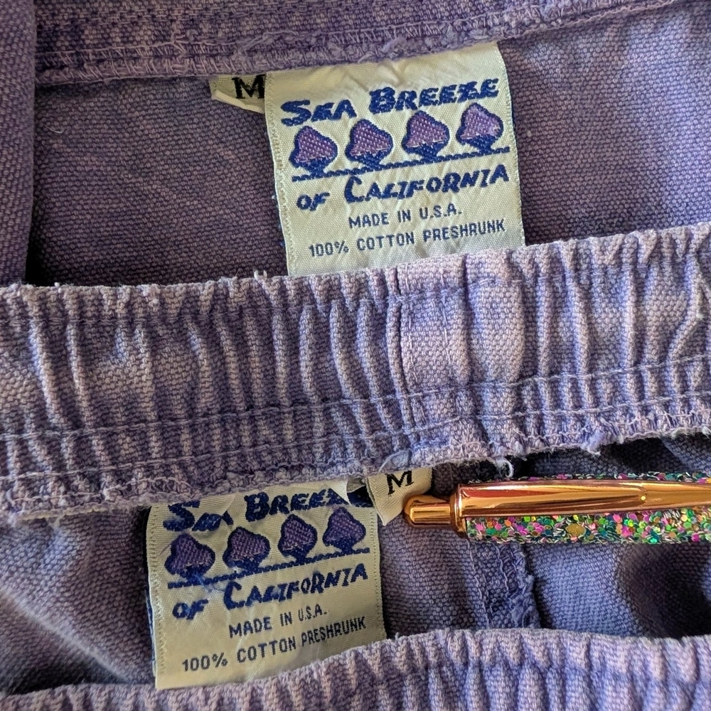 VTG 90s Sea Breeze California Purple Cotton Denim Set USA Made Coastal Resort - Picture 7 of 13